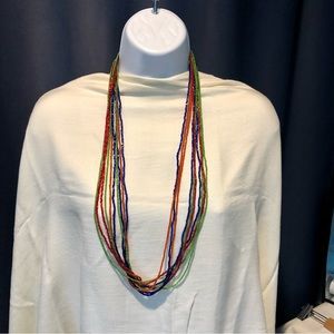 Vintage Glass bead necklace 10 strands Multicolored 34 Inches Hand Made